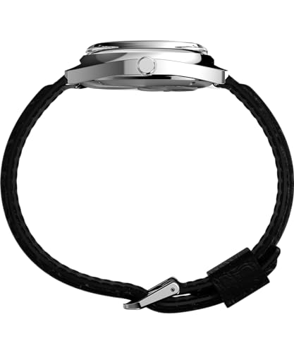 Miniatura 2 de Timex Q - Reloj de 37,5 mm para hombre, correa de liberación rápida de dos piezas de cuero negro, esfera verde, caja de acero inoxidable TW2W44700