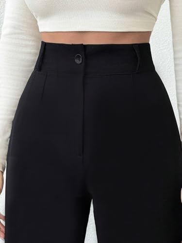 Image of Toochki Trousers for Woman Pants Women's Formal Office Korean | Black Track Pant | Straight | Cotton Spandex Stretchable Trouser | High-Waisted Bottom Wear