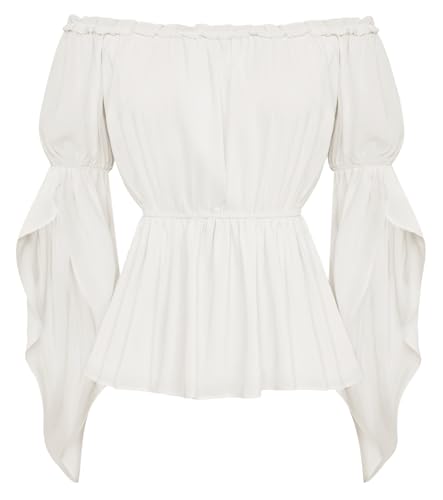 Scarlet Darkness Renaissance Shirt for Women Bell Sleeve Peasant Tops and Blouse