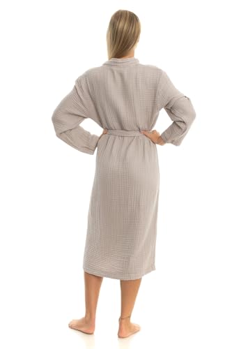Muslin Unisex Bathrobe,100% Cotton, Made in Turkey, Soft, Highly Absorbent,Quality and Durable,Natural Stylish Design3