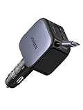 UGREEN 90W Retractable Car Charger, 3 in 1 USB C Car Phone Charger Fast Charging with Type C Cable, Cigarette Lighter Adapter Compatible with MacBook, iPhone 16 15 Pro Max, Galaxy S25 S24 Ultra, iPad