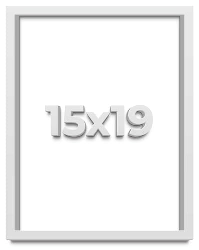 15x19 Shadow Box White Solid Pine Wood Picture Frame with Acid-Free Backing UV Acrylic & Hanging Hardware with 0.75 Inches of Usable Depth and 0.75 Inches Frame Moulding Width