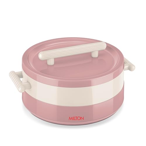 Image of MILTON Valenza 1000 Insulated Inner Stainless Steel Casserole for Roti, 750ml | Hot Box for Kitchen | Keeps Food Hot & Fresh | BPA-Free, Durable & Easy to Carry | Hot Pot with Lid for Home, Pink