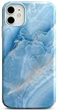 Qokey Compatible for iPhone 11 Case 6.1 inch,Cute Marble Design for Girls Women Glossy Pattern Soft Bumper Lightweight Slim Fit TPU Shockproof Phone Cover,Grey Blue Marble