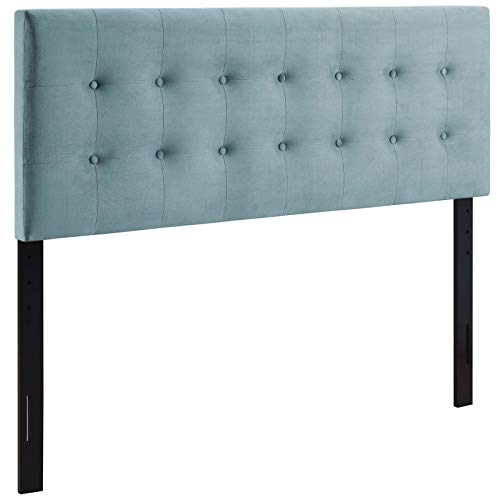 Image of Modway Emily King Biscuit Tufted Performance Velvet Headboard, Light Blue