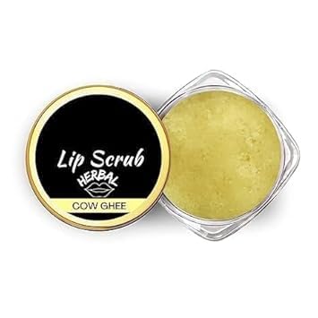 JBK Cow Gh.ee Herbal Lip Sugar Scrub - 100% Natural Exfoliating Polish for Dark, Chapped & Smoked Lips to Lighten Pigmentation & Remove Dead Skin (10g)