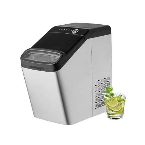 Máquina fabricadora de hielo, máquina portátil para hacer hielo en encimera con función de autolimpieza, incluye cuchara y canasta para hielo, relleno de agua de 2 formas, máquina para hielo independiente o para encimera