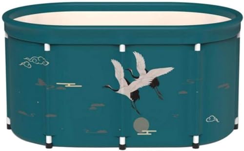 Fiegcit ポータブルバスタブ 折りたたみ式 浴槽 お風呂 たらい 大人バースバレル 簡易浴槽 子供/大人用 (80*56*52cm,クレーングリーン)