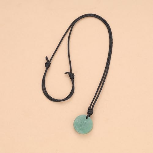 COAI Tree of Life Necklace Green Aventurine Pendant, Adjustable Nylon Cord/Leather Necklace for Men Women4
