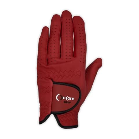 ONCORE GOLF Men's High-Performance Leather Red Golf Glove (Large, Left) Cover