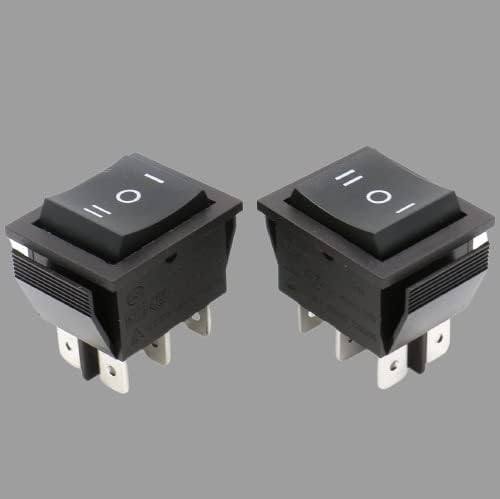 AP TRADERS Black Rocker Button switch DPDT 6 Terminals on/off/on 16A/250v AC Heavy Duty Power Switch (Pack of 2) 1