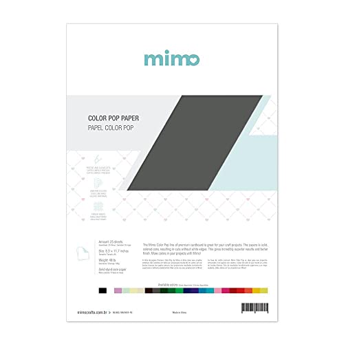 Mimo Papel Color Pop Cinza Lua - A4-180 gr - 25 unds - Possui Massa Colorida - Fibras Mais Firmes e