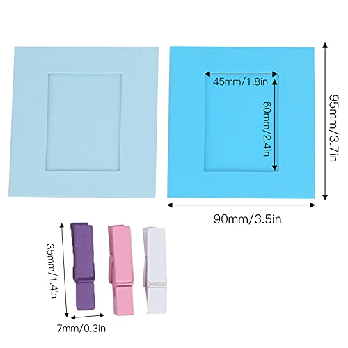 Zunate Paper Photo Frame for Mini 10 Pcs 3-inch DIY Paper Cardboard Photo Frame with Wooden Clips and String,Multi Color Wall Hanging Photo Display Frames,for Home/School/Office Decor - Image 2