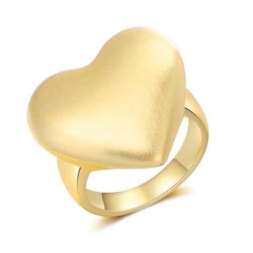 Aprilery Chunky Gold Rings for Women Gold Heart Cubic Zirconia Statement Band Ring Hypoallergenic...