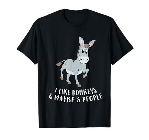 I Like Donkeys And Maybe 3 People Funny Donkey Lover Gift T-Shirt