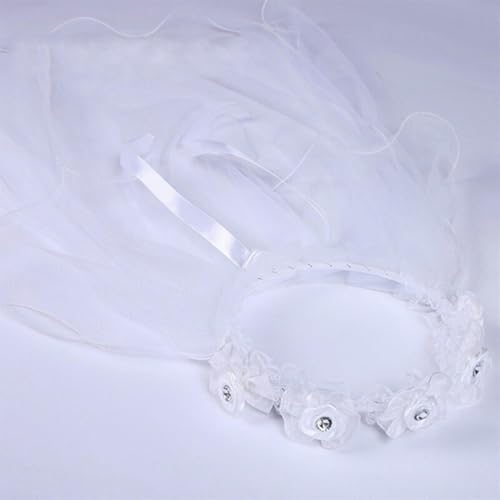 Elegant First Communion Veils Lace Wedding Veil Two Layers for Girls Perfect Accessory for Sacred Ceremony,White2