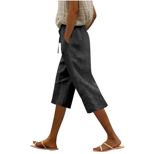 Pantalones s Mujer Color sólido Casual bolsillos Encaje-up cuarto Pantalones s respirables