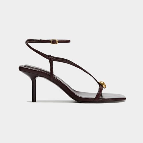 Lymphvity Metal Buckle Strappy Stilettos for Women Open Square Toe Heeled Sandals Rear Strap Sexy Kitten Heels Sandals Date Party Dress Pumps Sandal2