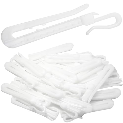 PHITUODA 30pcs Plastic Pleated Curtain Hooks, Adjustable Pinch Pleat Hooks Drapery Pin Hooks for Window Curtain, Door Curtain and Shower Curtain (3.35 inches)