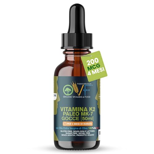 OVF Vitamina K2 mk7 200 mcg 50 ml in Gocce ALL-TRANS VEGANA 4 Mesi di Fornitura, Ideale per Ossa, Articolazioni e Circolazione