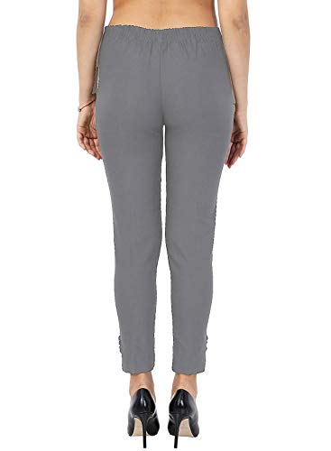 Image of Fablab Women's Cotton Lycra Solid Cigarette Pants Pack of 1