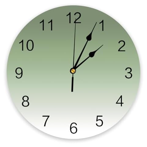 Zadaling 12 Inch Wall Clock Silent Non-Ticking, Sage Green Gradient Round Battery Operated Mute Clock for Bedroom Office Living Room Home Kitchen Decor Wall Clocks Cover