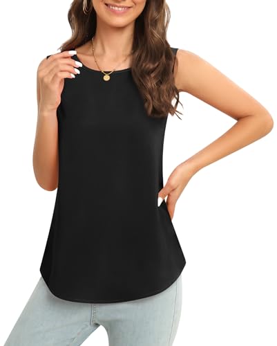 Image of Women's Sleeveless Chiffon Tank Top Business Casual Blouse Tunic Top