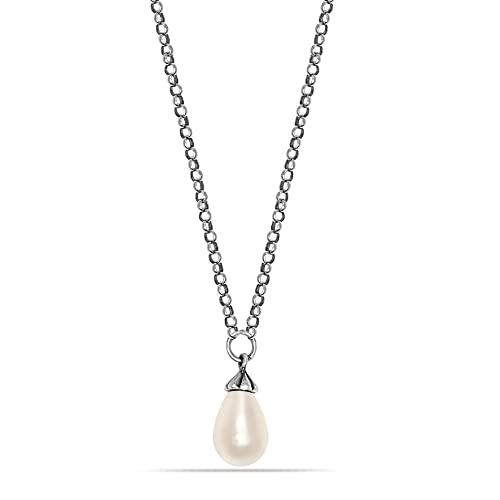 Image of LeCalla 925 Sterling Silver Pearl Necklace for Women | Pearl Pendant Necklace, CZ Adjustable Chain Necklace, Bridal Wedding Jewelry, Daily Wear Fashion Jewelry Gift for Women