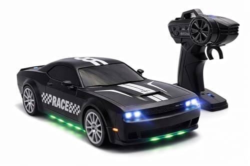 Image of 360 Remote Control Stunt Car for Kids | 1:24 RC Racing Drift Car with LED Lights, 2.4GHz Controller, Rechargeable Battery, Long Range 160ft | Gift Toy for Boys & Girls (Black)