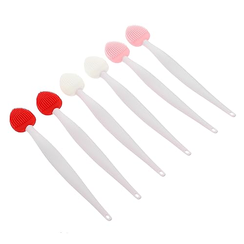 Beavorty Gentle Double-sided Lip Scrub Brush Silicone Nose Scrubber 6pcs Set for Deep Pore Clean