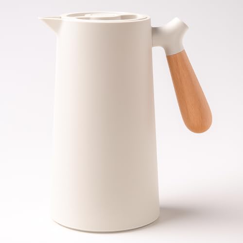 Garrafa Jarra Térmica a Vácuo 1L com Cabo de Madeira Ergonômico e...