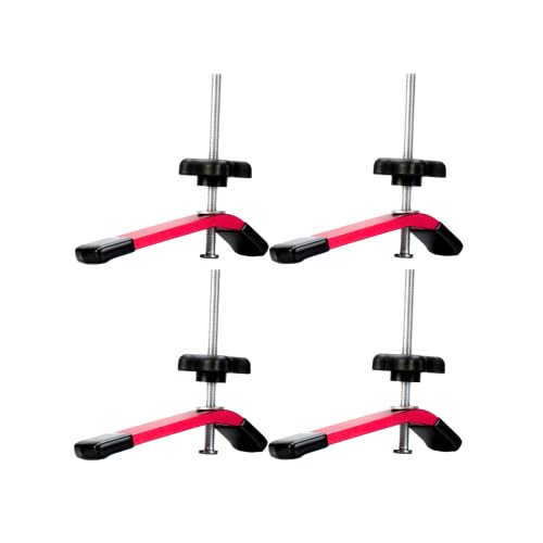 Image of ZOKMOK 4pcs Red T-Track Clamps for Woodworking - 4pcs Hold Down Clamps for Woodworking with 5 inches Length T Rail Track Slot Bolts
