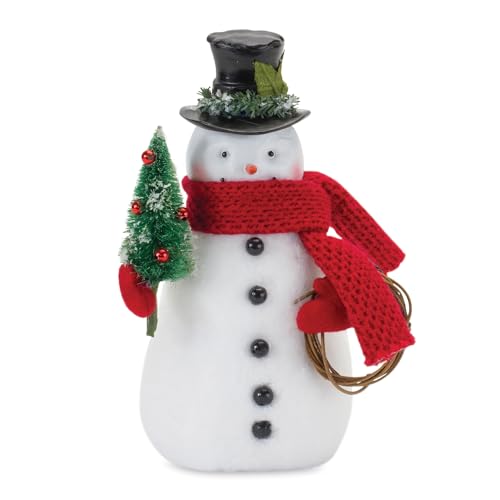 Melrose-International-Snowman-Figurine-with-Pine-Tree-9-H Melrose International Snowman Figurine with Pine Tree 9 H
