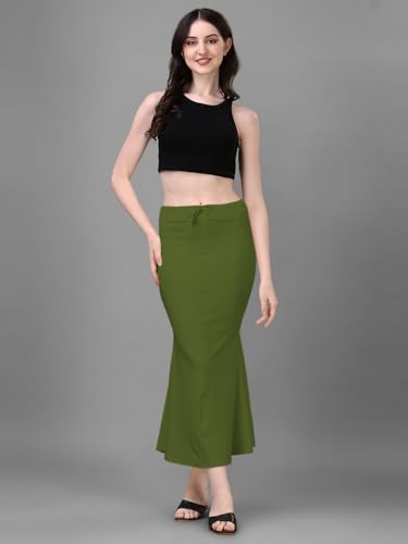 Image of Women's Saree Shapewear Petticoat, Cotton Blend Stretchable Mermaid Skirt, High Waist Tummy Control, Smooth Curve Fit with Adjustable Drawstring