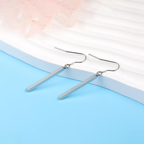Limerencia Pure Titanium Vertical Bar Dangle Earrings,Lightweight Drop Earrings Hypoallergenic for Sensitive Ears Women4