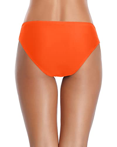 Tempt Me Women Orange Twist Bikini Bottom Moderate High Cut Bathing Suit Bottoms Ruched Swimsuit Bottom M thumb #1