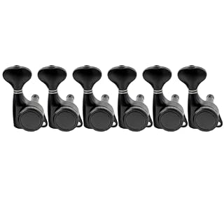 Musiclily Pro 6 en Ligne Ratio 18:1 Guitare Mécaniques Bloquante Locking Tuners Droitier Boutons G-Style pour Guitare électrique Style Strat Tele, Noir - Les Beatles, Paul McCartney, John Lennon, RIngo Starr, George Harrison