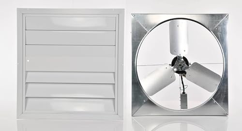 Master Flow GAF 24' Direct Drive 4500 CFM Whole House Fan with Shutter - 1/4 HP Permanent split-capictor Motor - Pull Chain Operation - WHFS24M