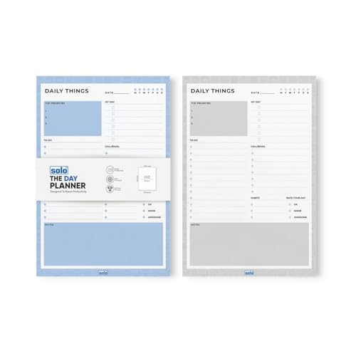 Image of SOLO A5 Daily Planner with 50 Tear-Off Sheets, 80 GSM Planner to Track Productivity & Schedule Your Day, Manage To-Do List, Goals & Budget Tracker, Ideal for Office, Home & School (Pack of 2)