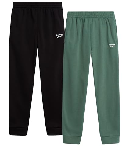 Reebok Boys Sweatpants - 2 Pack Performance Fleece Boys Joggers Athletic Pants with Elastic Waistband for Toddlers and Kids