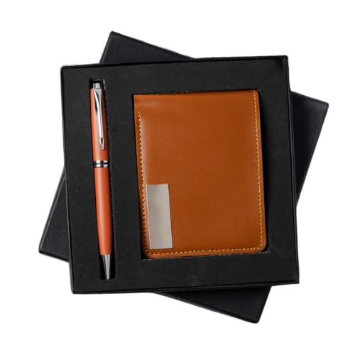 Image of Customised Gift Set, Pen and Wallet with Name Engraving, Corporate and Personal Gift (Tan)