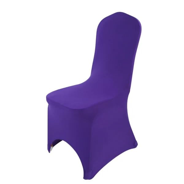 Chair Covers Spandex Universal Slipcovers Dining Chair Cover Wedding Banquet Party Arched Front (Purple, 20)