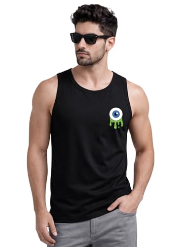 Image of Veirdo Pure Cotton Sleeveless Regular Fit Front Print Placement Scoop Neck Vest for Men & Boys