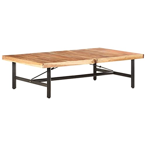 Table basse rectangulaire en acacia massif pour optimiser l'espace et le style du salon