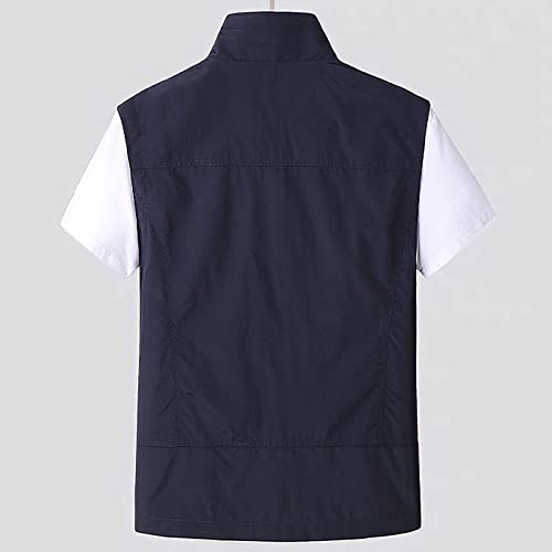 Kkslirnhs Men's Breathable Quick Dry Vest Waistcoat Quick Dry Casual Loose Vest Travel Vest With Pockets Summer Sports Vest Blue #TOP1