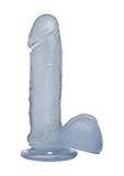 Doc Johnson Crystal Jellies - 6 Inch Ballsy Cock With Suction Cup Base - 7.6 in. Long and 1.7 in. Wide - Dildo - Clear