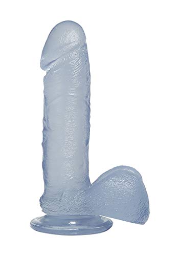 Doc Johnson Crystal Jellies - 7 Inch Realistic Cock With Balls - Strong Suction Cup Base - 7.2 in. Long and 1.7 in. Wide - Dildo, Clear