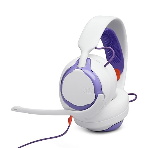 JBL Quantum 250 - Wired multiplatform Gaming Headset, 50mm Carbon Dynamic Drivers for Rich JBL Quantum Spatial Sound, Cardioid Noise Cancelling Boom mic, & Ultra-Light Comfortable Design (White)