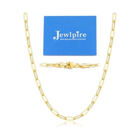 Jewlpire 3mm Italian Soild 14K Real Over Gold Paperclip Chain Necklace for Women, Hypoallergenic Gold Chain for Women Shiny & Sturdy Women's Chain Necklaces 22 Inch Cover