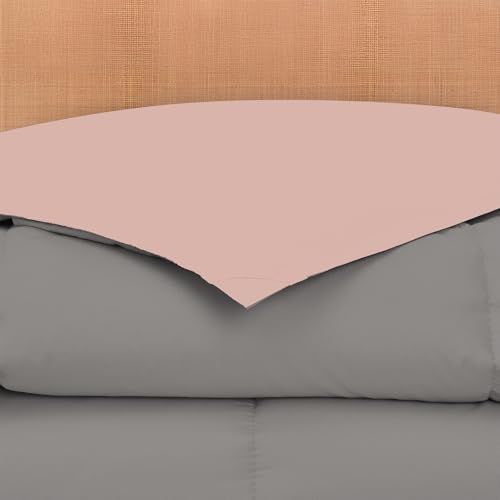 Image of Modern Threads Down Alternative Reversible Comforter Charcoal Gray /Blush King